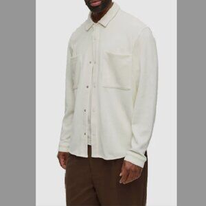 Mode of One Men Long Sleeve Knit Snap Front Shirt Soft Vanilla Size S